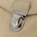 PRADA Tote Bag Leather Ivory Silver Auth am12827A-24