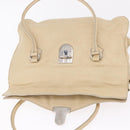 PRADA Tote Bag Leather Ivory Silver Auth am12827A-25