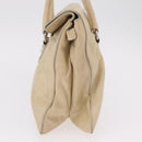 PRADA Tote Bag Leather Ivory Silver Auth am12827A-4