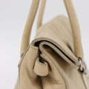 PRADA Tote Bag Leather Ivory Silver Auth am12827A-7