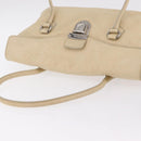 PRADA Tote Bag Leather Ivory Silver Auth am12827A-14