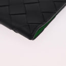 Bottega Veneta INTRECCIATO Passport Case Leather Black Green Auth am12830M-11