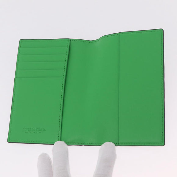 Bottega Veneta INTRECCIATO Passport Case Leather Black Green Auth am12830M