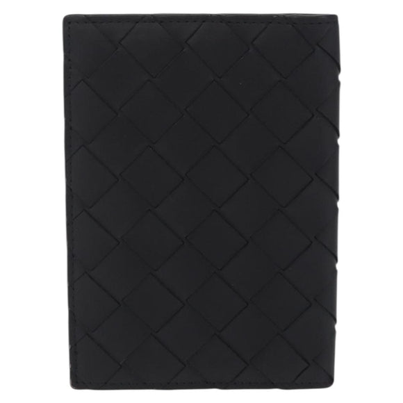 Bottega Veneta INTRECCIATO Passport Case Leather Black Green Auth am12830M