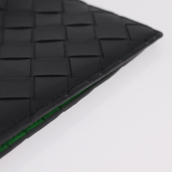 Bottega Veneta INTRECCIATO Passport Case Leather Black Green Auth am12830M