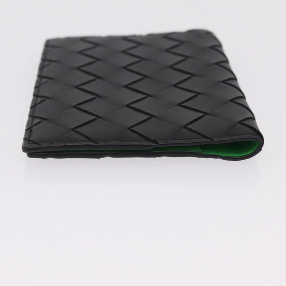 Bottega Veneta INTRECCIATO Passport Case Leather Black Green Auth am12830M