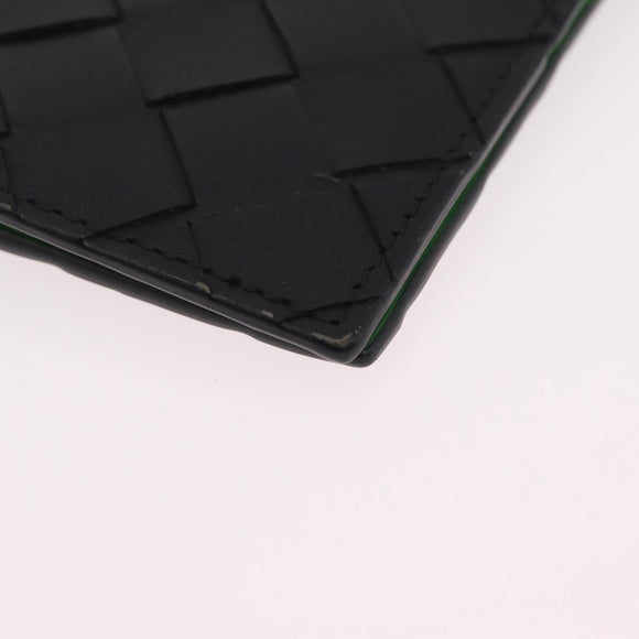 Bottega Veneta INTRECCIATO Passport Case Leather Black Green Auth am12830M