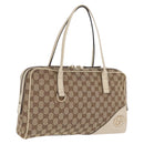 GUCCI GG Canvas Newbrit Tote Bag Beige Gold Tone 169971 Auth am12832V-1