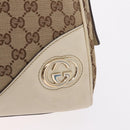 GUCCI GG Canvas Newbrit Tote Bag Beige Gold Tone 169971 Auth am12832V-18