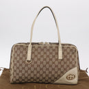 GUCCI GG Canvas Newbrit Tote Bag Beige Gold Tone 169971 Auth am12832V-12