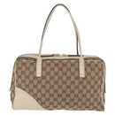 GUCCI GG Canvas Newbrit Tote Bag Beige Gold Tone 169971 Auth am12832V-2