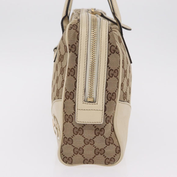 GUCCI GG Canvas Newbrit Tote Bag Beige Gold Tone 169971 Auth am12832V