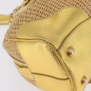 PRADA Chain Hand Bag Raffia Beige Gold Tone BL0352 Auth am12833M-13