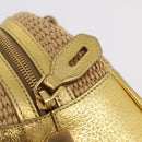 PRADA Chain Hand Bag Raffia Beige Gold Tone BL0352 Auth am12833M-16