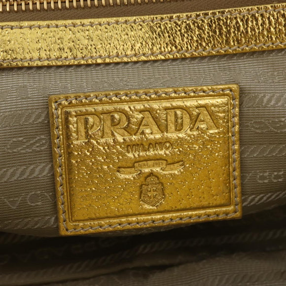 PRADA Chain Hand Bag Raffia Beige Gold Tone BL0352 Auth am12833M