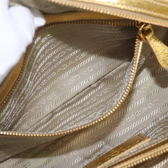 PRADA Chain Hand Bag Raffia Beige Gold Tone BL0352 Auth am12833M