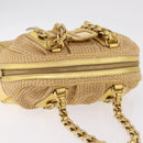 PRADA Chain Hand Bag Raffia Beige Gold Tone BL0352 Auth am12833M-6