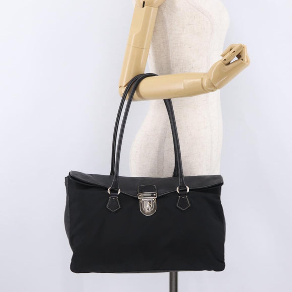 PRADA Tote Bag Nylon Black Silver BR1325 Auth am12835V