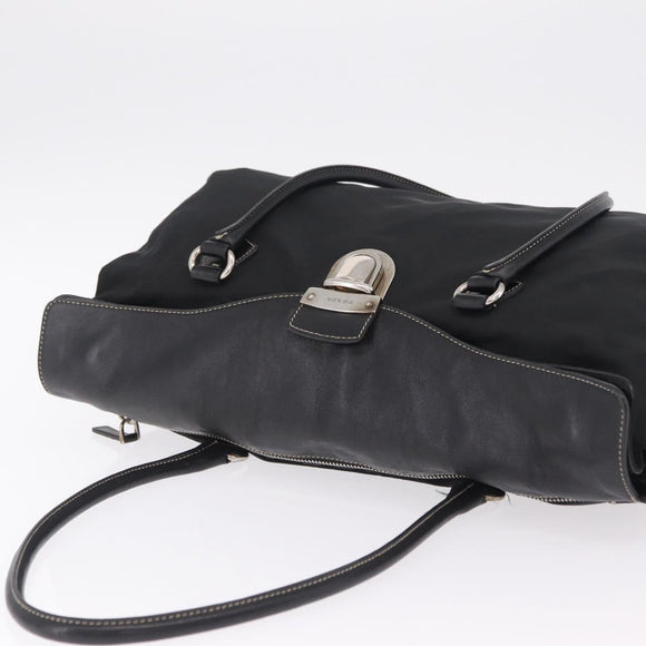 PRADA Tote Bag Nylon Black Silver BR1325 Auth am12835V