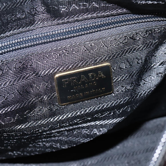 PRADA Metal Handle Hand Bag Nylon Black Auth am12838A