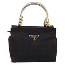 PRADA Metal Handle Hand Bag Nylon Black Auth am12838A-2