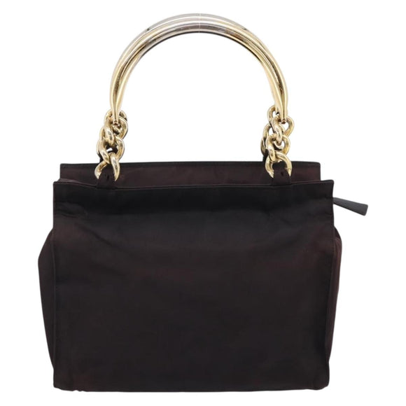 PRADA Metal Handle Hand Bag Nylon Black Auth am12838A