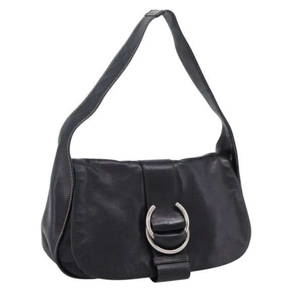 PRADA Shoulder Bag Leather Black Silver Auth am12839V
