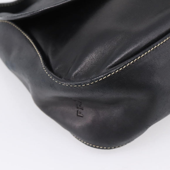 PRADA Shoulder Bag Leather Black Silver Auth am12839V