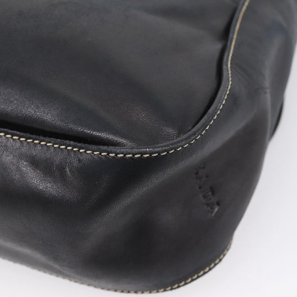 PRADA Shoulder Bag Leather Black Silver Auth am12839V