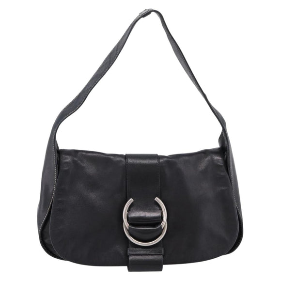 PRADA Shoulder Bag Leather Black Silver Auth am12839V