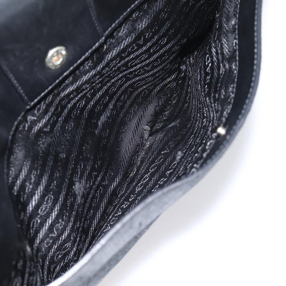 PRADA Shoulder Bag Leather Black Silver Auth am12839V