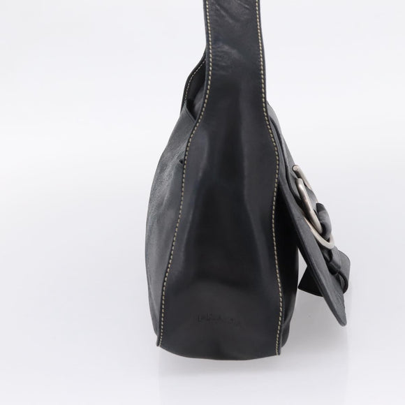 PRADA Shoulder Bag Leather Black Silver Auth am12839V