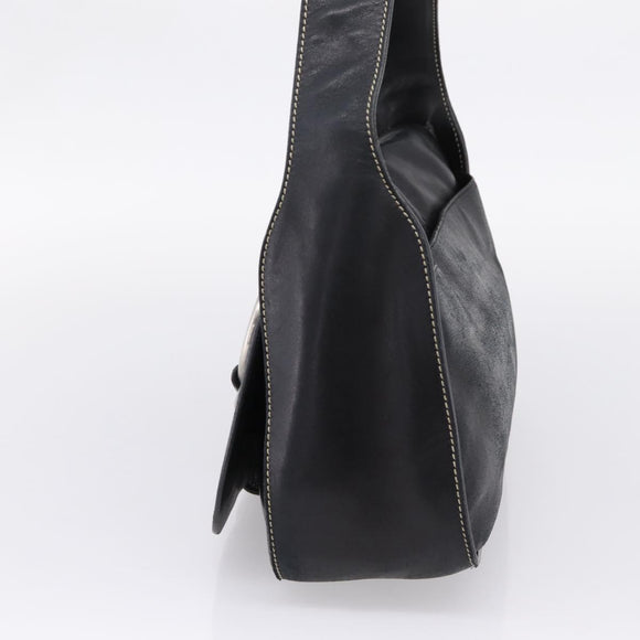 PRADA Shoulder Bag Leather Black Silver Auth am12839V