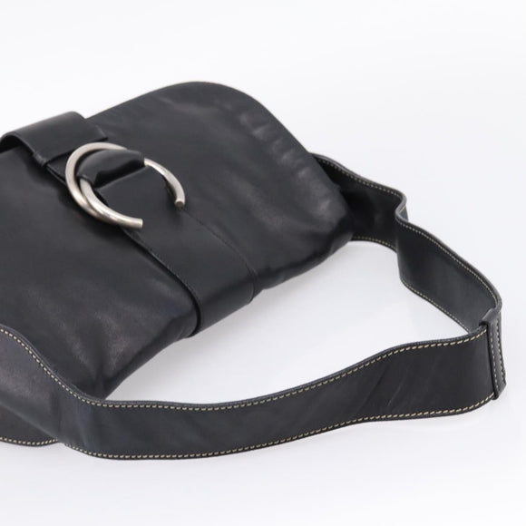 PRADA Shoulder Bag Leather Black Silver Auth am12839V