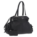 PRADA Shoulder Hand Bag Leather Black Silver Auth am12841V-1