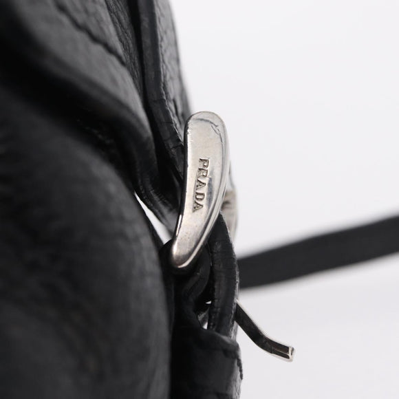 PRADA Shoulder Hand Bag Leather Black Silver Auth am12841V