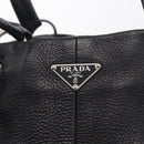 PRADA Shoulder Hand Bag Leather Black Silver Auth am12841V-17