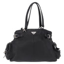 PRADA Shoulder Hand Bag Leather Black Silver Auth am12841V-2