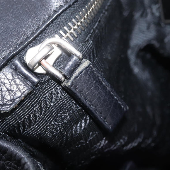 PRADA Shoulder Hand Bag Leather Black Silver Auth am12841V