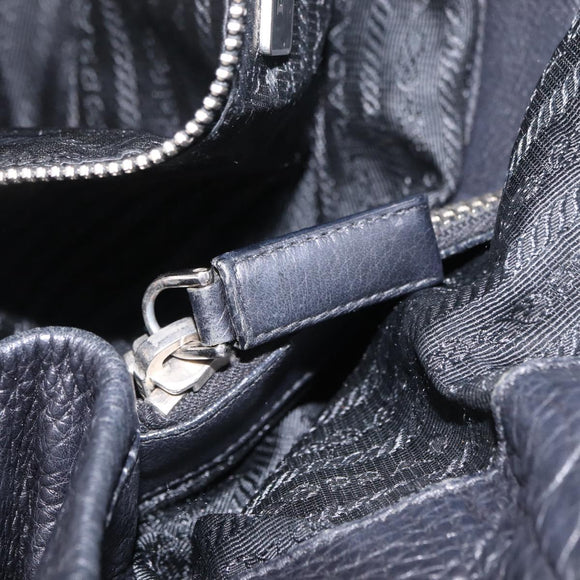 PRADA Shoulder Hand Bag Leather Black Silver Auth am12841V
