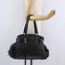PRADA Shoulder Hand Bag Leather Black Silver Auth am12841V-34