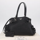 PRADA Shoulder Hand Bag Leather Black Silver Auth am12841V-35