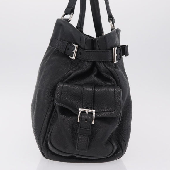 PRADA Shoulder Hand Bag Leather Black Silver Auth am12841V