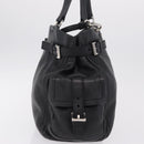 PRADA Shoulder Hand Bag Leather Black Silver Auth am12841V-5