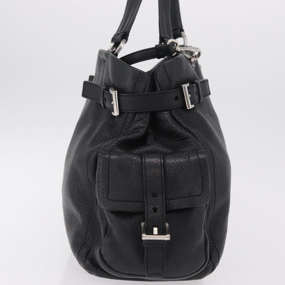 PRADA Shoulder Hand Bag Leather Black Silver Auth am12841V