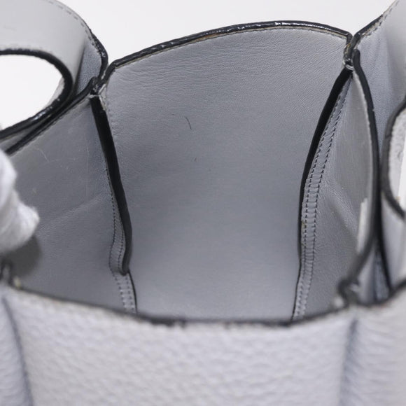 PRADA Vittelodanoy Hand Bag Leather Gray Silver Auth am12842A