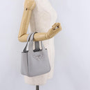 PRADA Vittelodanoy Hand Bag Leather Gray Silver Auth am12842A-27