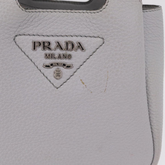 PRADA Vittelodanoy Hand Bag Leather Gray Silver Auth am12842A