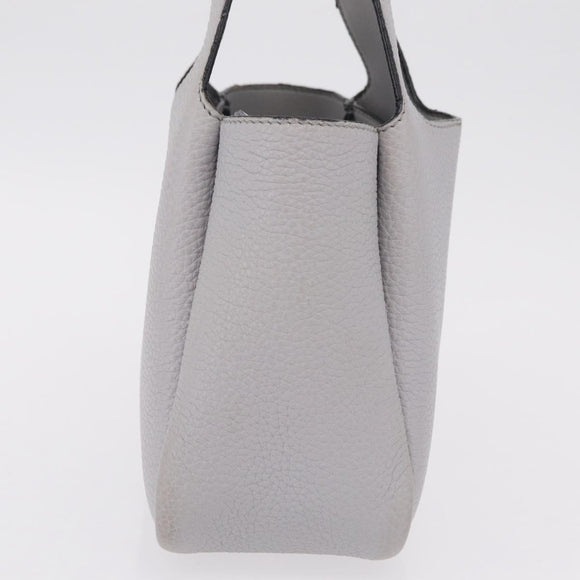 PRADA Vittelodanoy Hand Bag Leather Gray Silver Auth am12842A