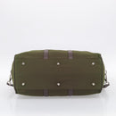 PRADA Boston Bag Nylon Khaki Silver Auth am12844A-11